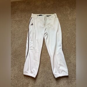 Adidas Climalite White Softball Pants | Women’s Medium | Maroon Stripe